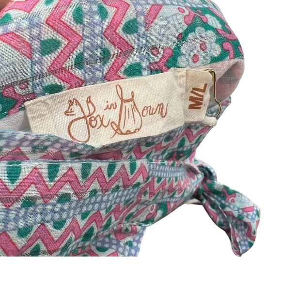 Fox in Gown Wrap Skirt Midi Floral Print‎ Teal Green Pink Size Medium Large - Picture 9 of 12